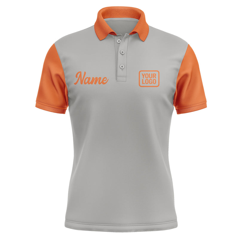 Custom Gray Orange Short-Sleeve Polo Shirt PO042828B128