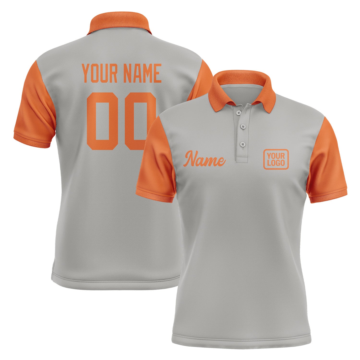 Custom Gray Orange Short-Sleeve Polo Shirt PO042828B128