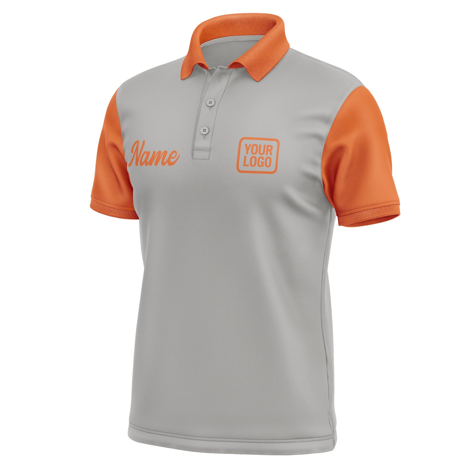 Custom Gray Orange Short-Sleeve Polo Shirt PO042828B128