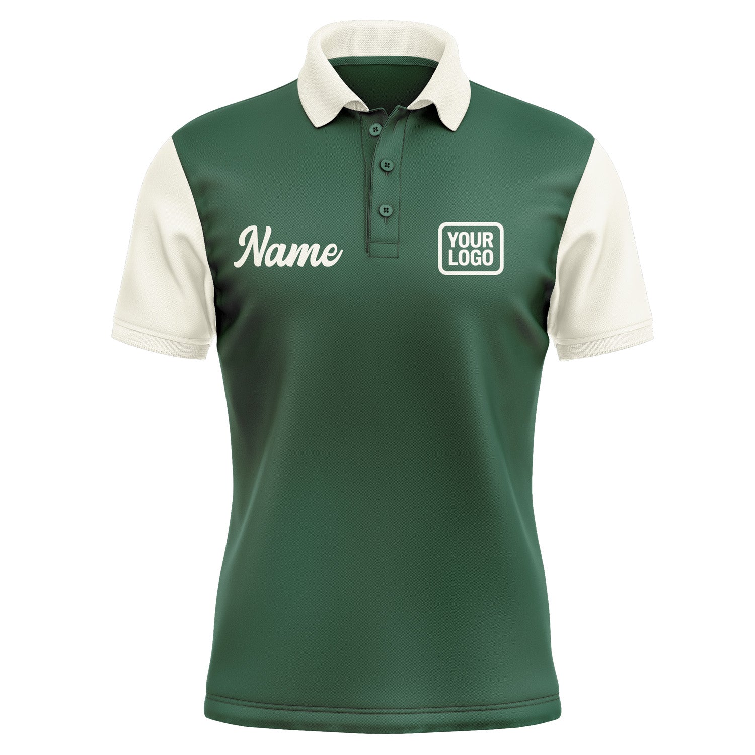 Custom Green Cream Short-Sleeve Polo Shirt PO050303B103