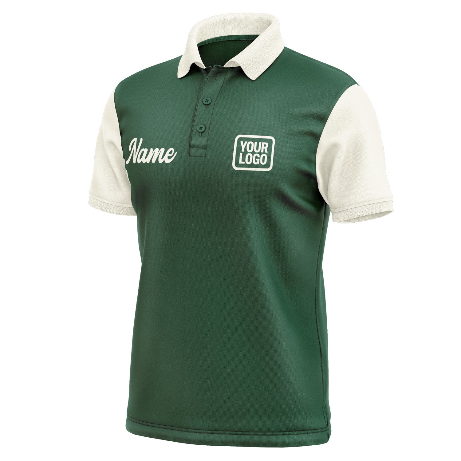 Custom Green Cream Short-Sleeve Polo Shirt PO050303B103