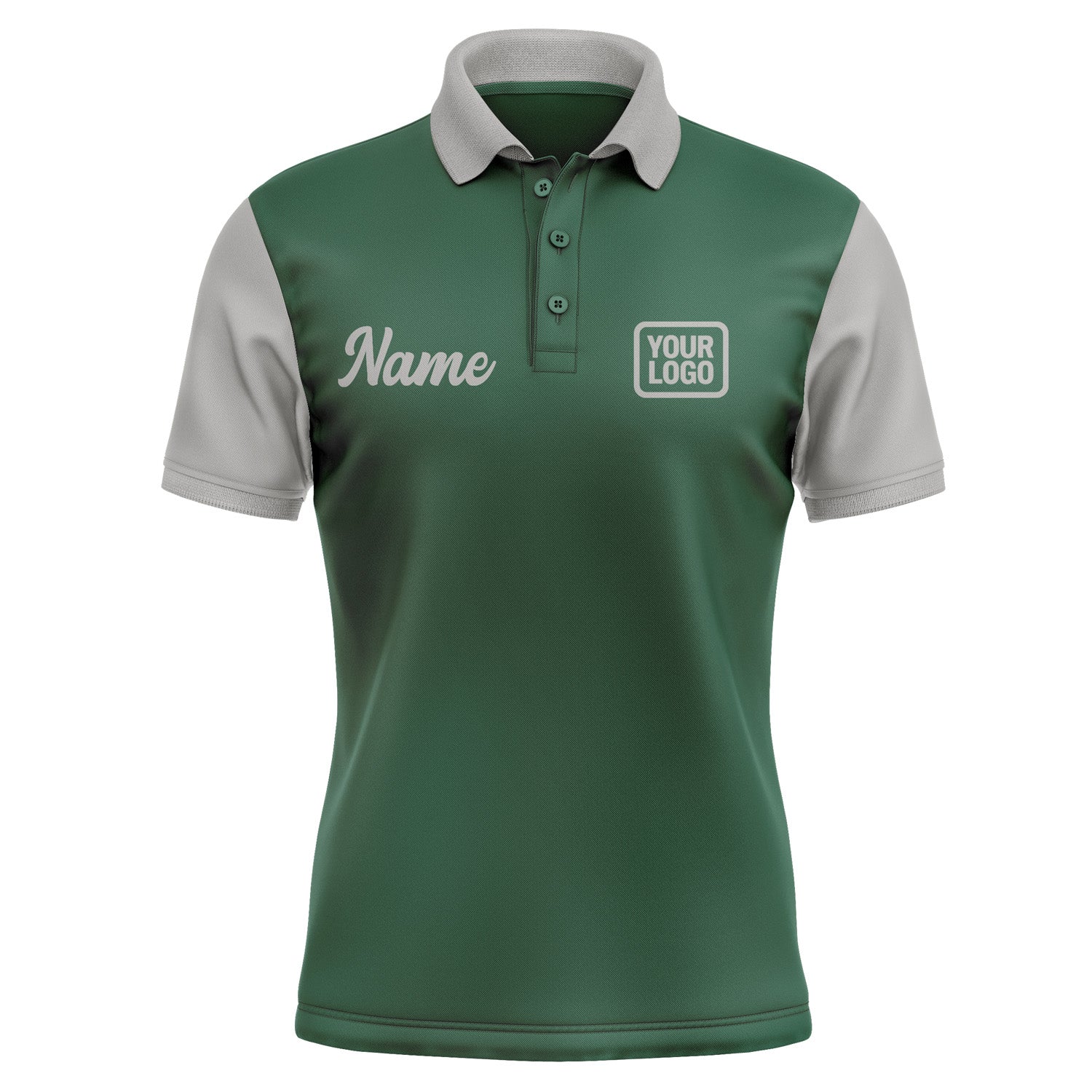 Custom Green Gray Short-Sleeve Polo Shirt PO050404B104