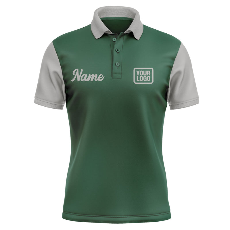 Custom Green Gray Short-Sleeve Polo Shirt PO050404B104
