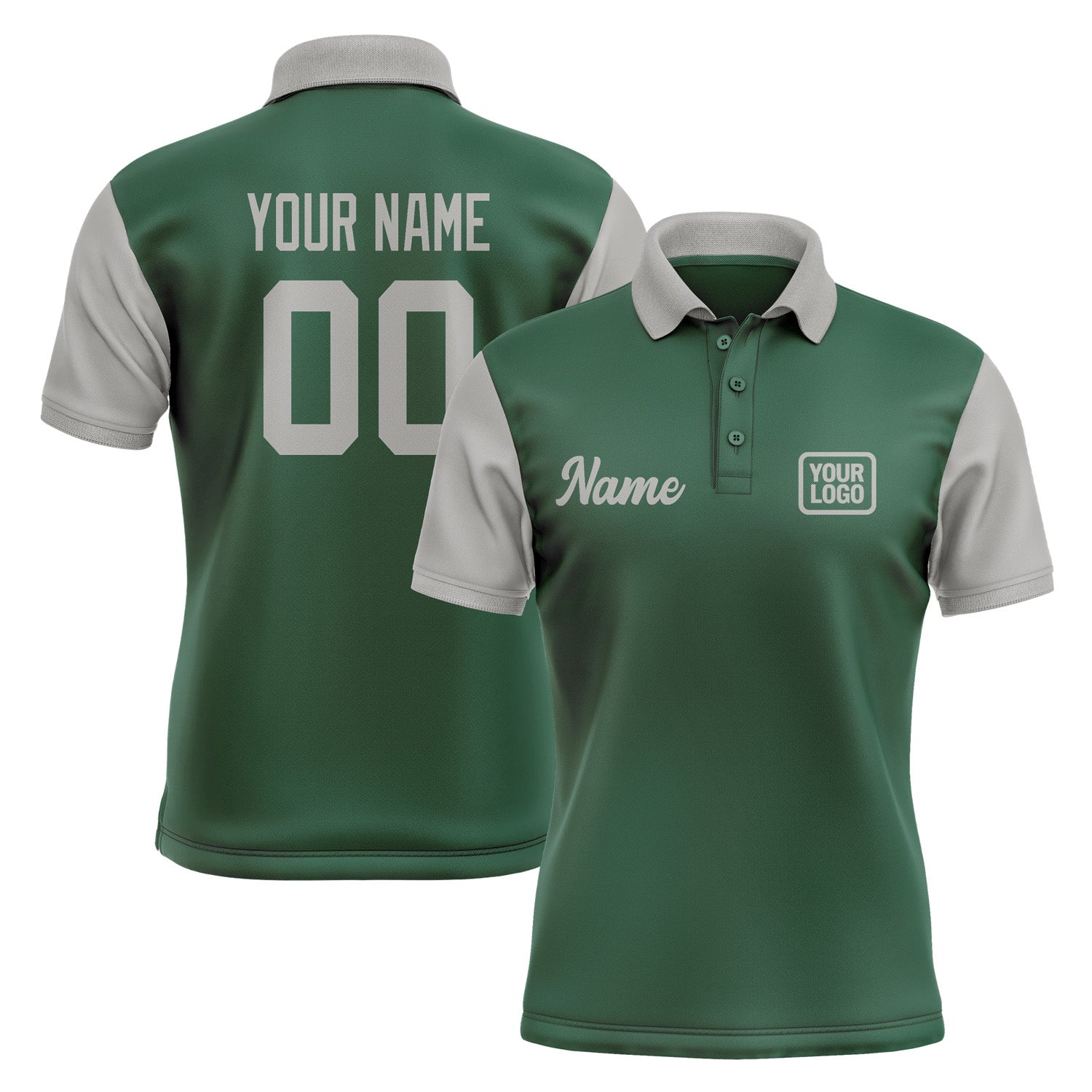 Custom Green Gray Short-Sleeve Polo Shirt PO050404B104