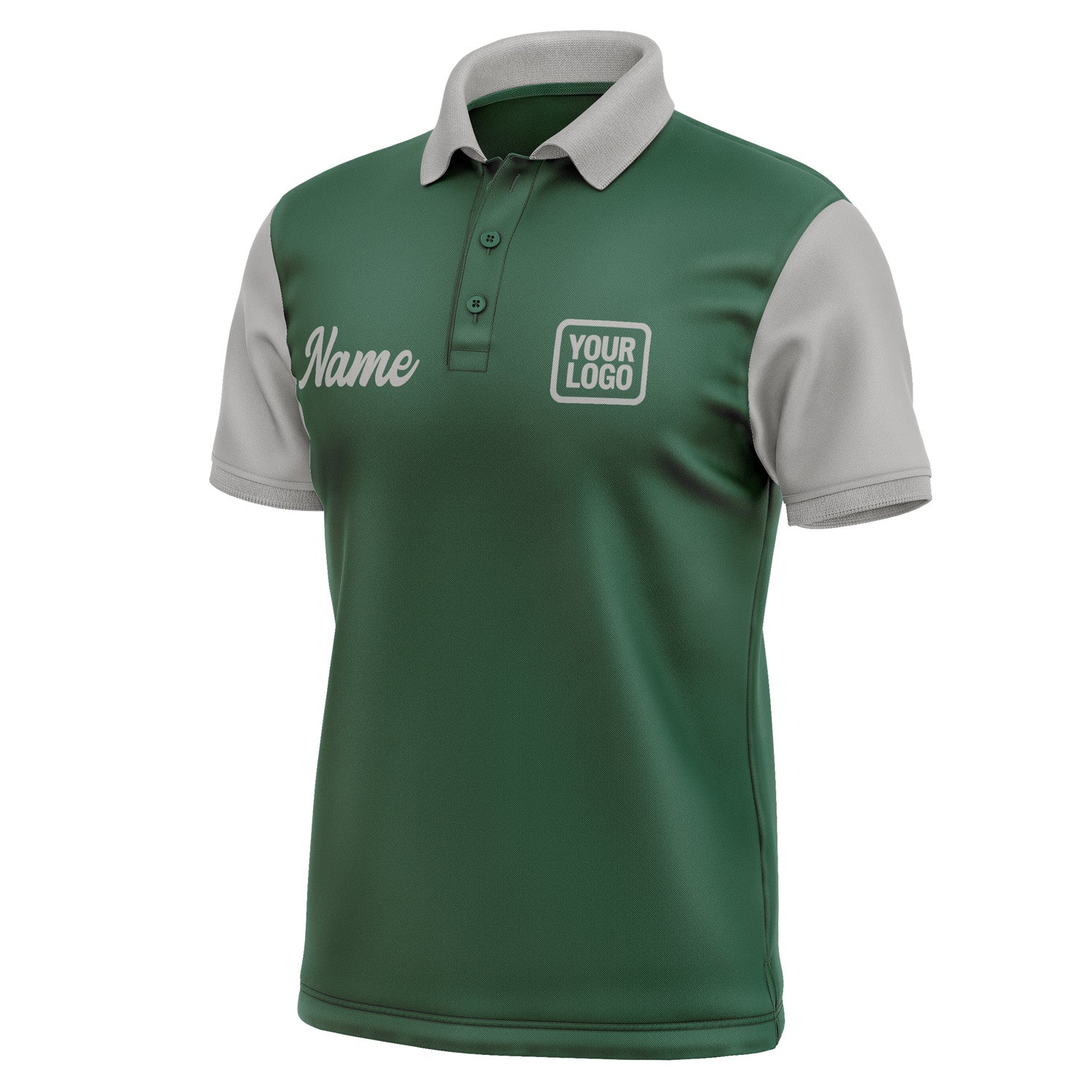 Custom Green Gray Short-Sleeve Polo Shirt PO050404B104