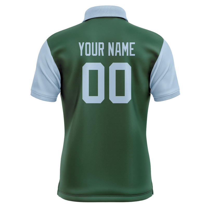 Custom Green Light Blue Short-Sleeve Polo Shirt PO050808B108