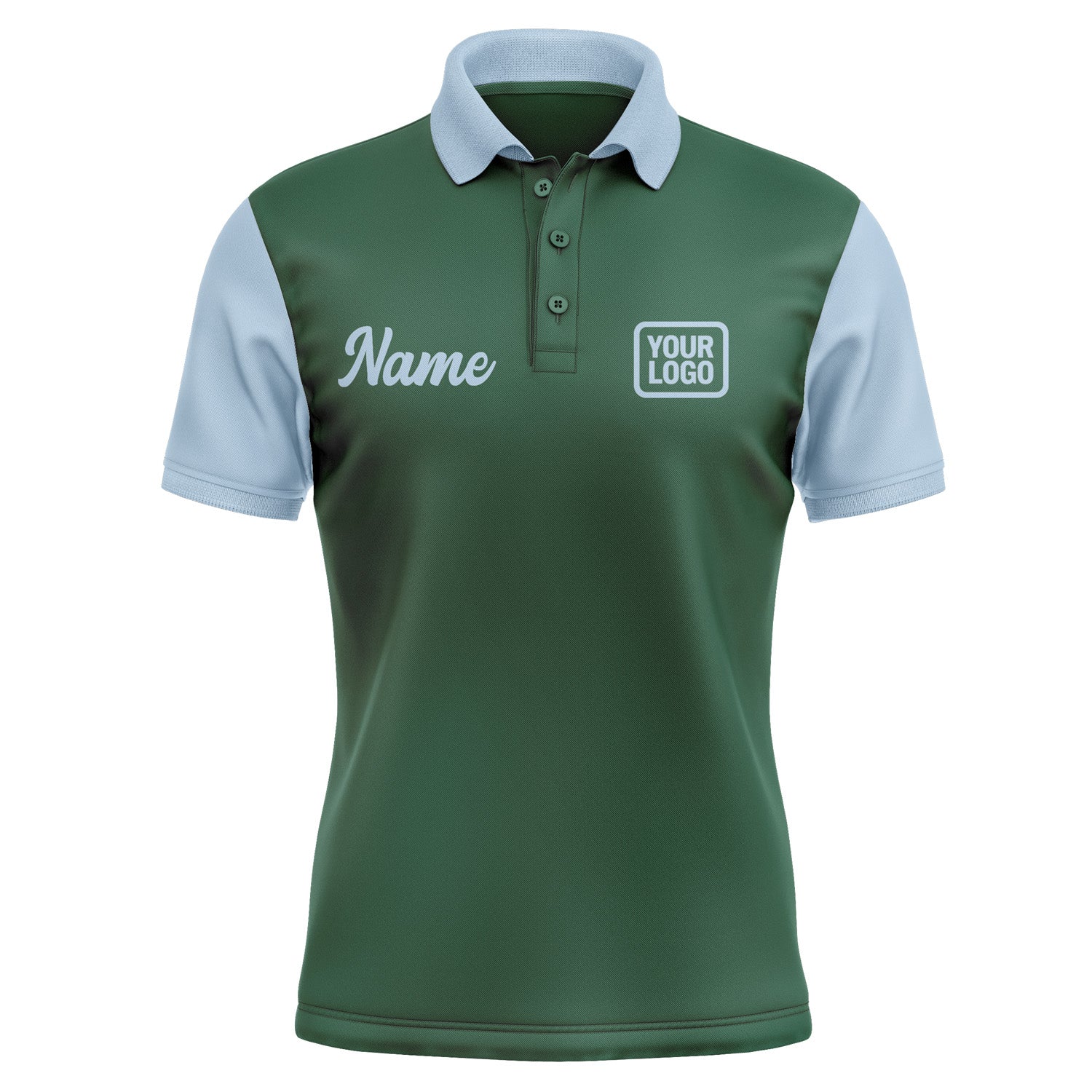 Custom Green Light Blue Short-Sleeve Polo Shirt PO050808B108