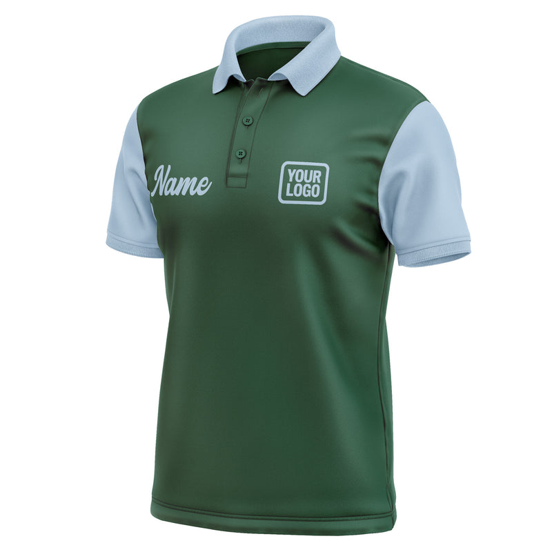 Custom Green Light Blue Short-Sleeve Polo Shirt PO050808B108