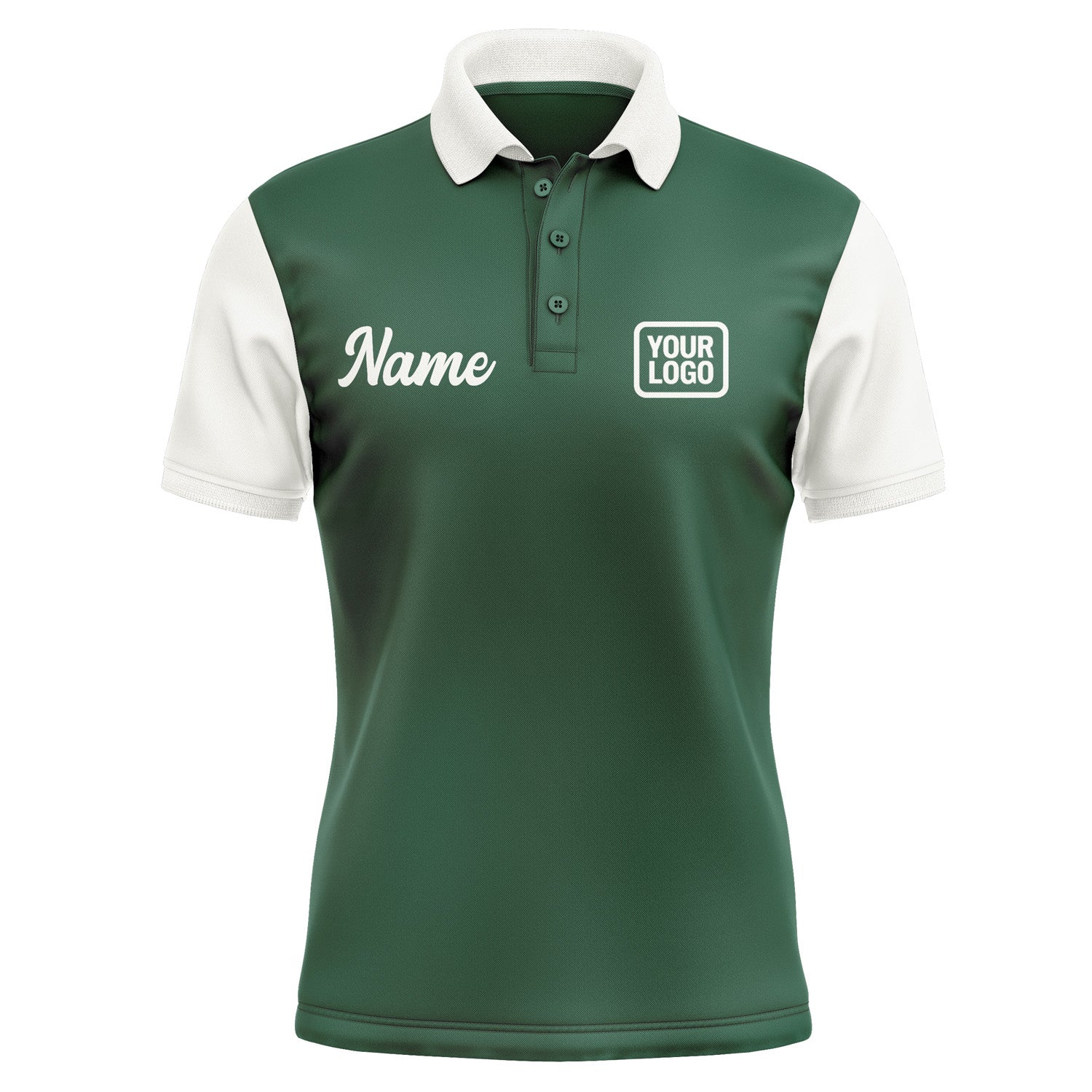 Custom Green White Short-Sleeve Polo Shirt PO051818B118