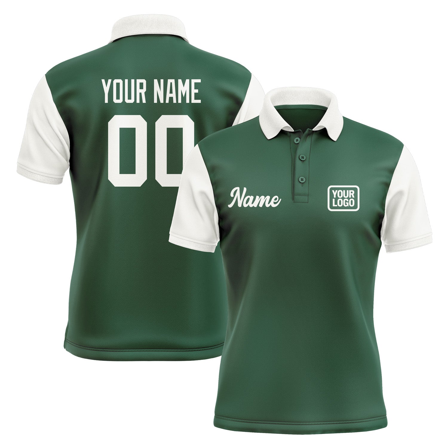 Custom Green White Short-Sleeve Polo Shirt PO051818B118