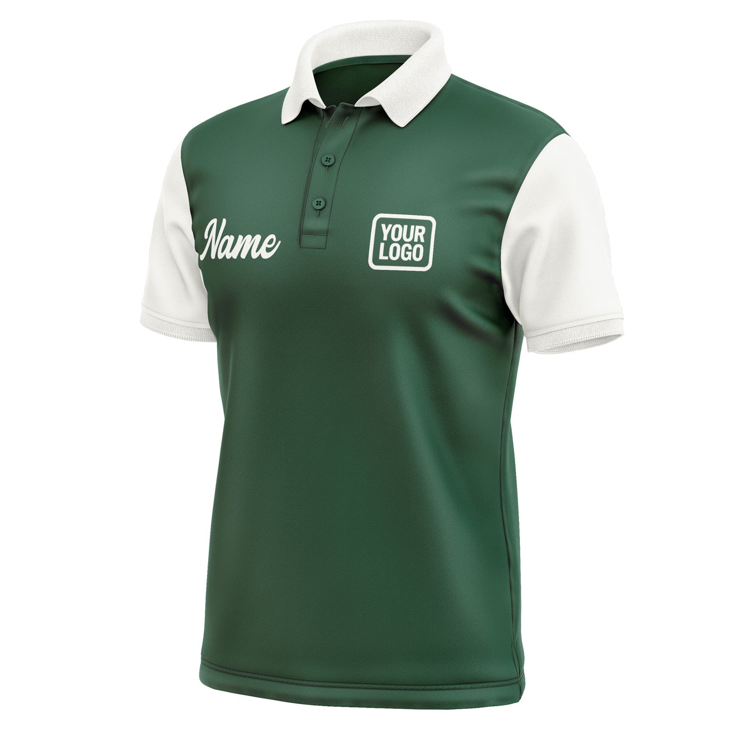 Custom Green White Short-Sleeve Polo Shirt PO051818B118
