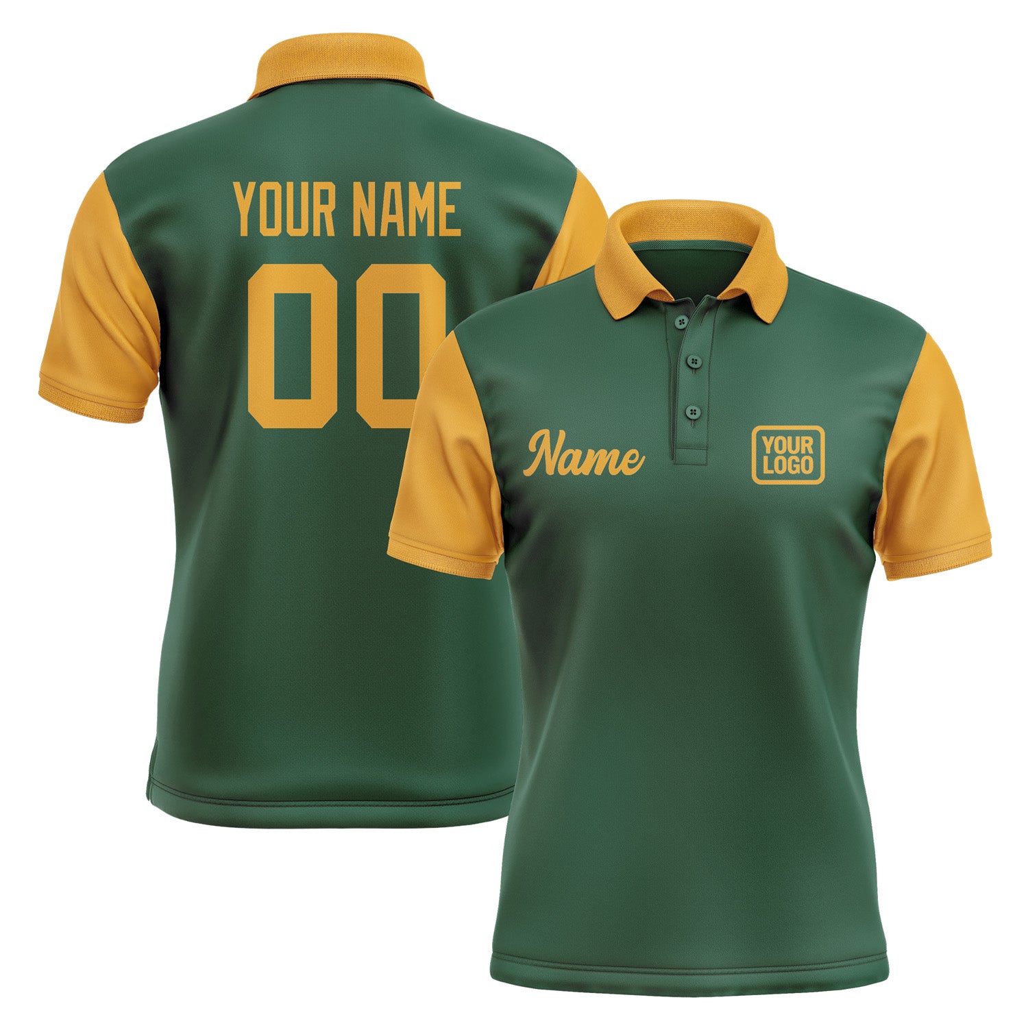Custom Green Yellow Short-Sleeve Polo Shirt PO051919B119