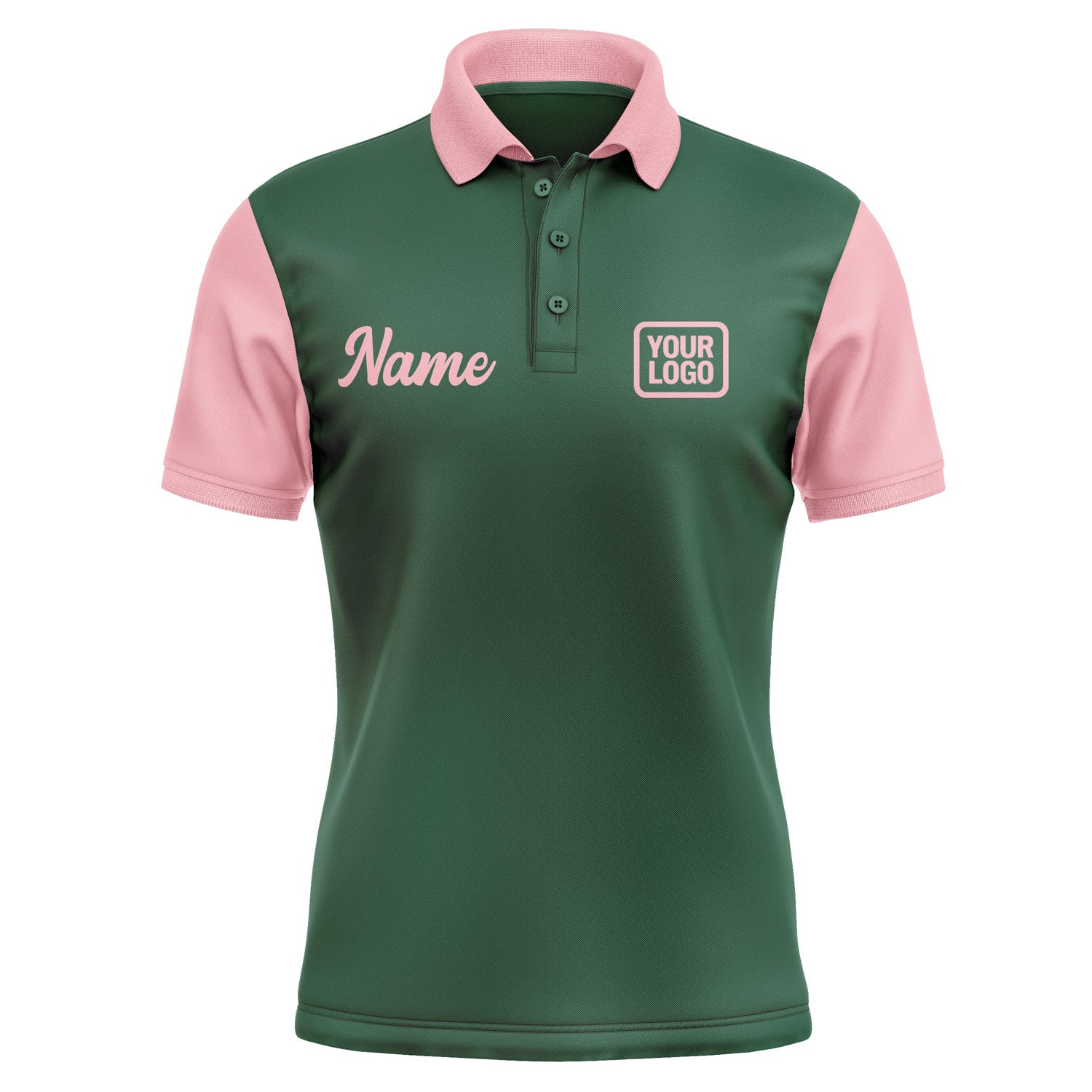 Custom Green Light Pink Short-Sleeve Polo Shirt PO052121B121