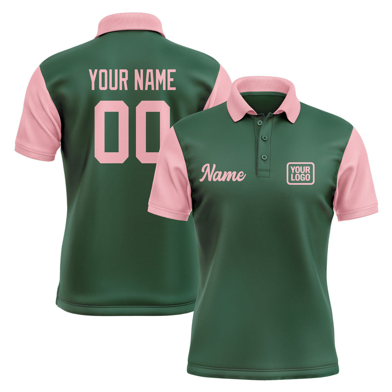 Custom Green Light Pink Short-Sleeve Polo Shirt PO052121B121
