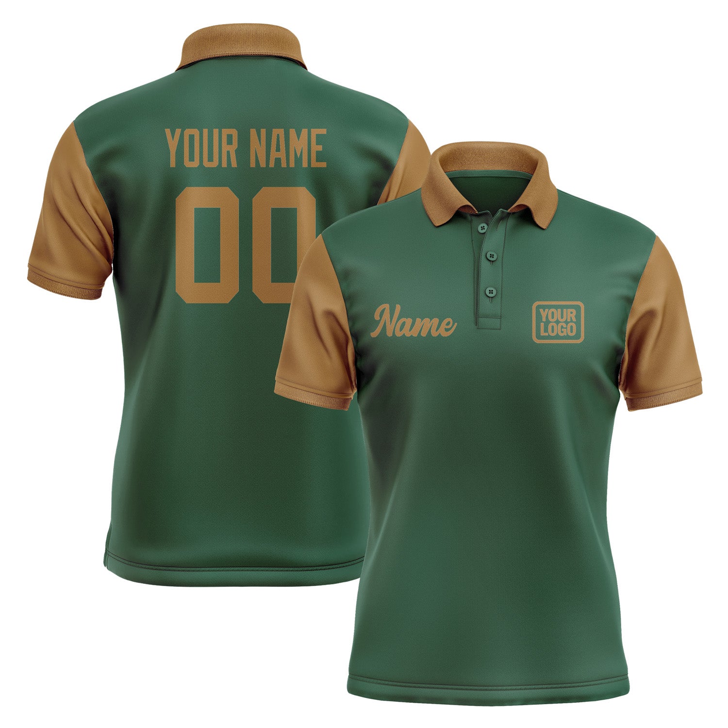 Custom Green Khaki Short-Sleeve Polo Shirt PO052222B122