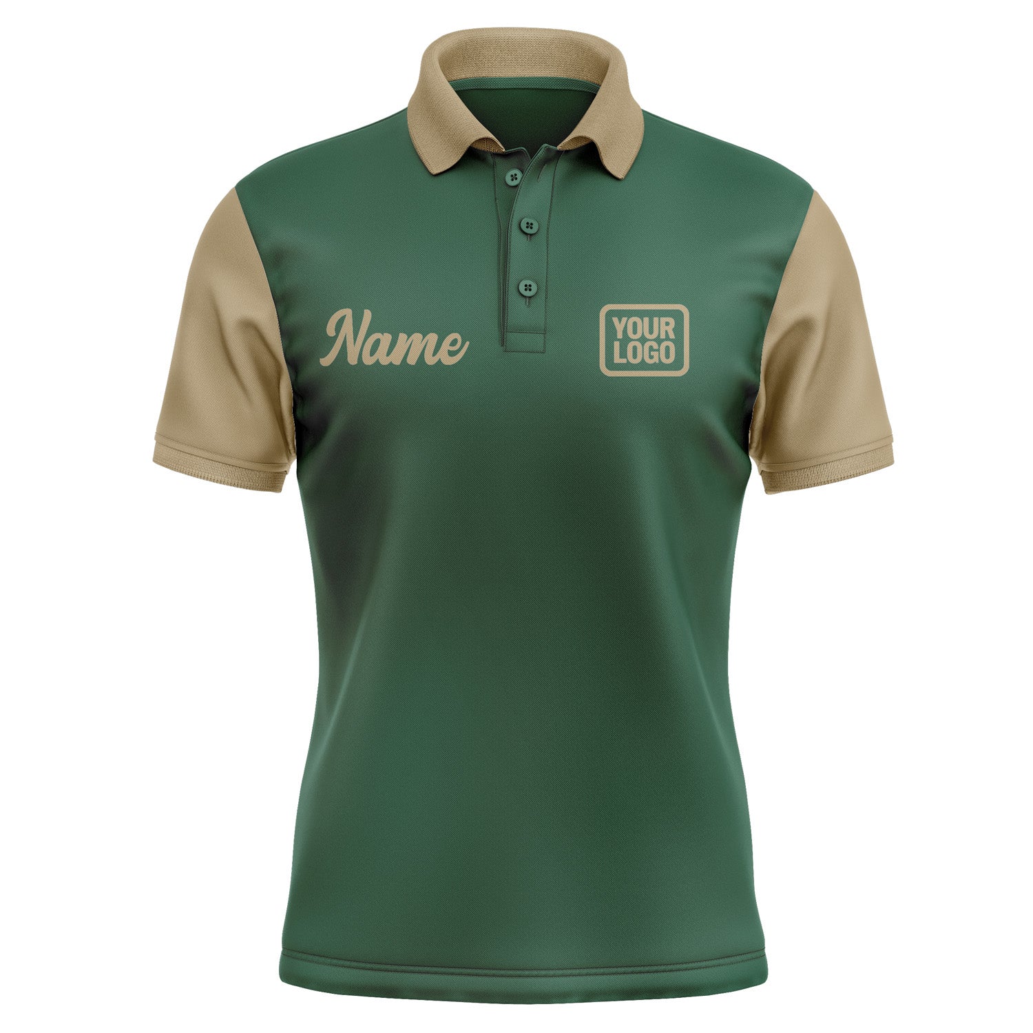 Custom Green Light Khaki Short-Sleeve Polo Shirt PO052525B125
