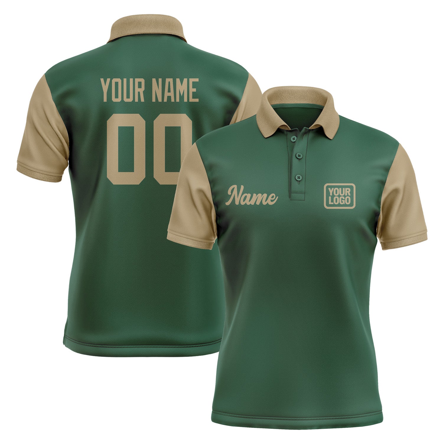 Custom Green Light Khaki Short-Sleeve Polo Shirt PO052525B125