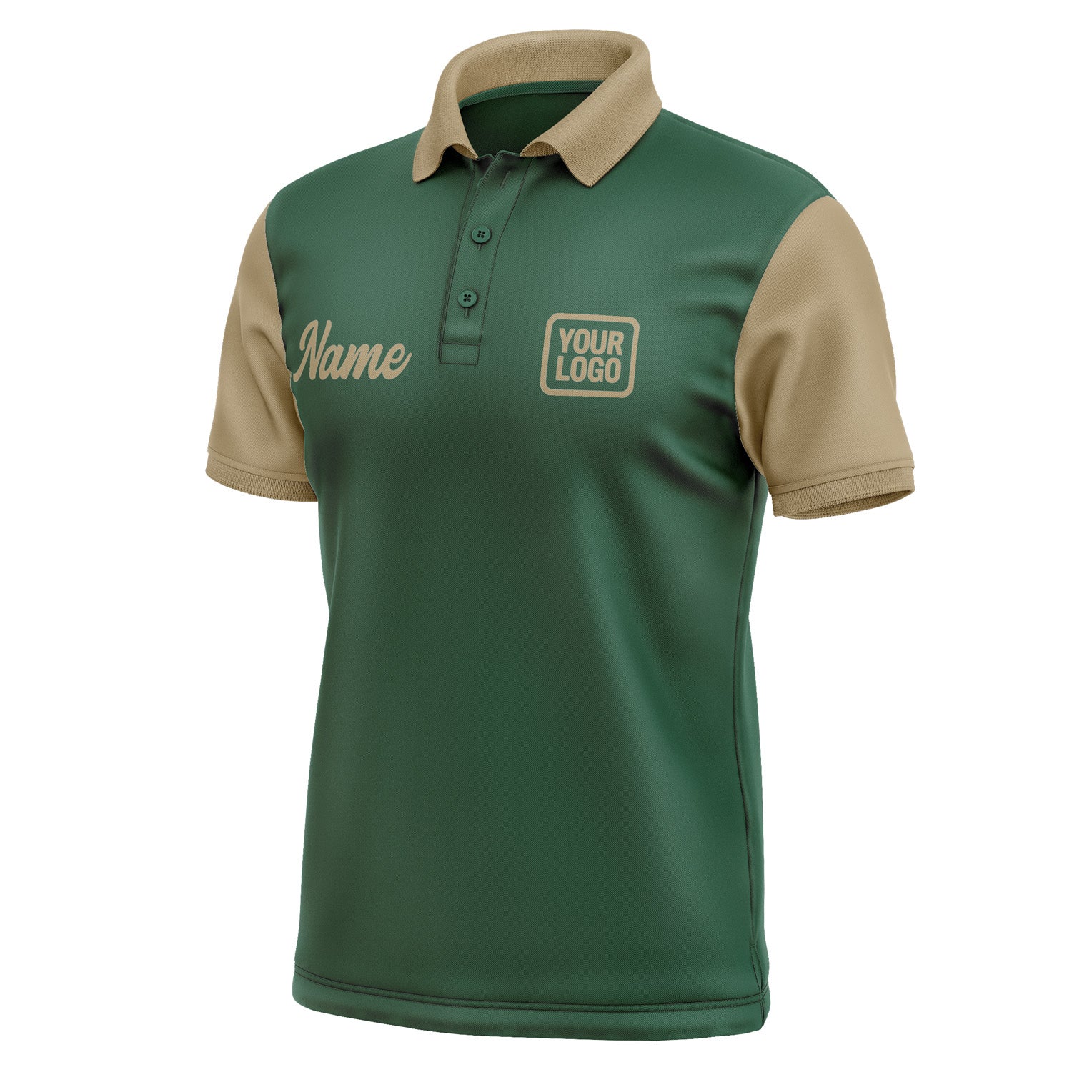 Custom Green Light Khaki Short-Sleeve Polo Shirt PO052525B125