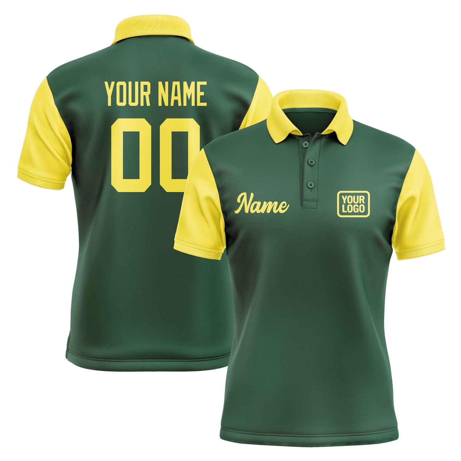 Custom Green Light Yellow Short-Sleeve Polo Shirt PO052626B126