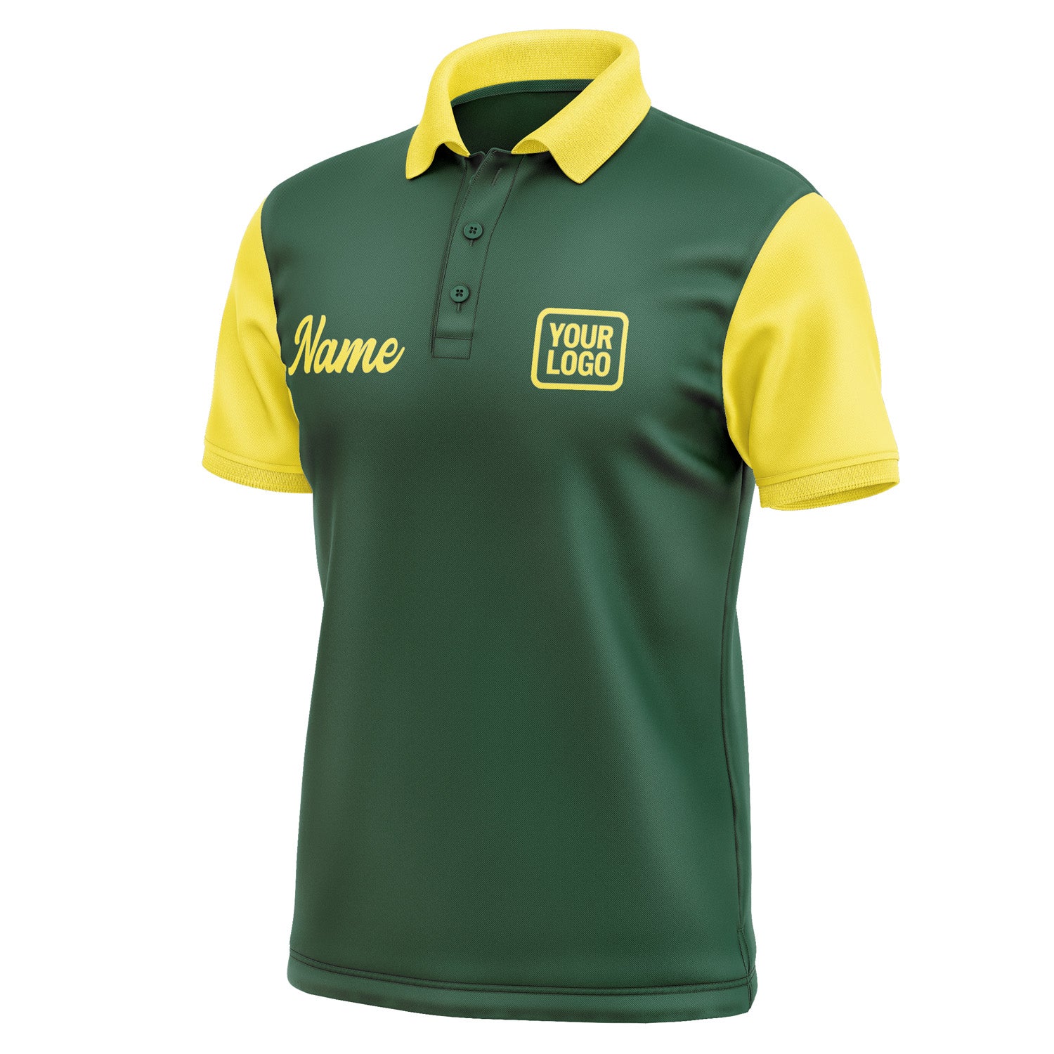 Custom Green Light Yellow Short-Sleeve Polo Shirt PO052626B126