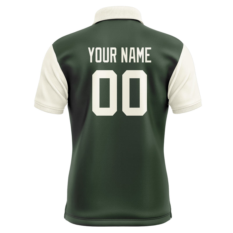 Custom Dark Green Cream Short-Sleeve Polo Shirt PO060303B103