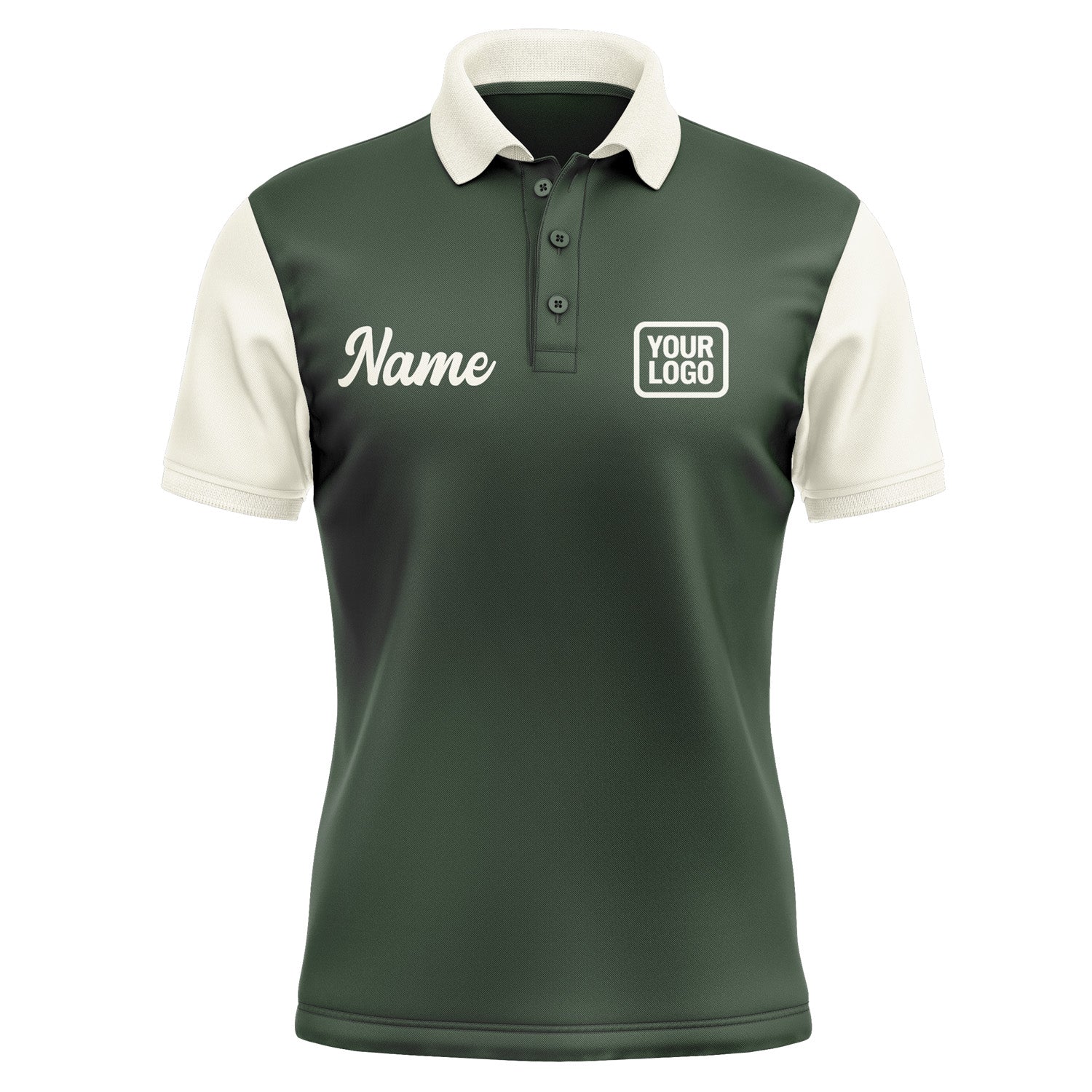 Custom Dark Green Cream Short-Sleeve Polo Shirt PO060303B103