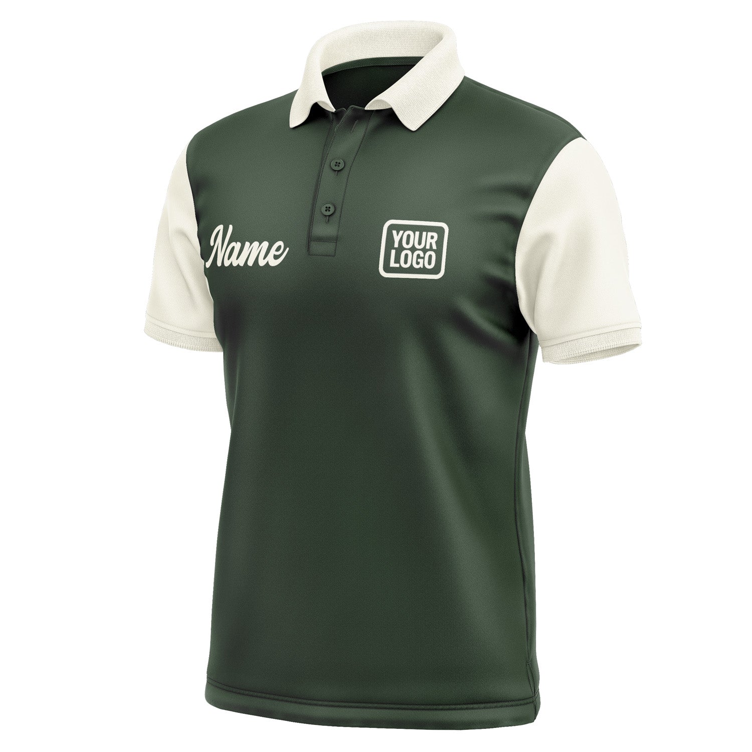 Custom Dark Green Cream Short-Sleeve Polo Shirt PO060303B103