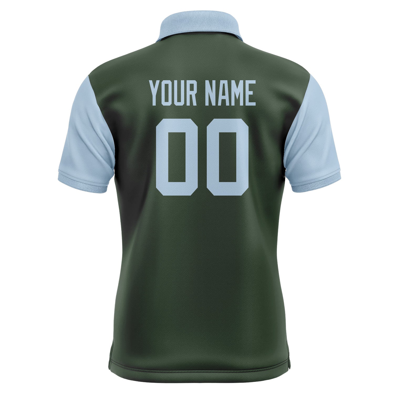 Custom Dark Green Light Blue Short-Sleeve Polo Shirt PO060808B108