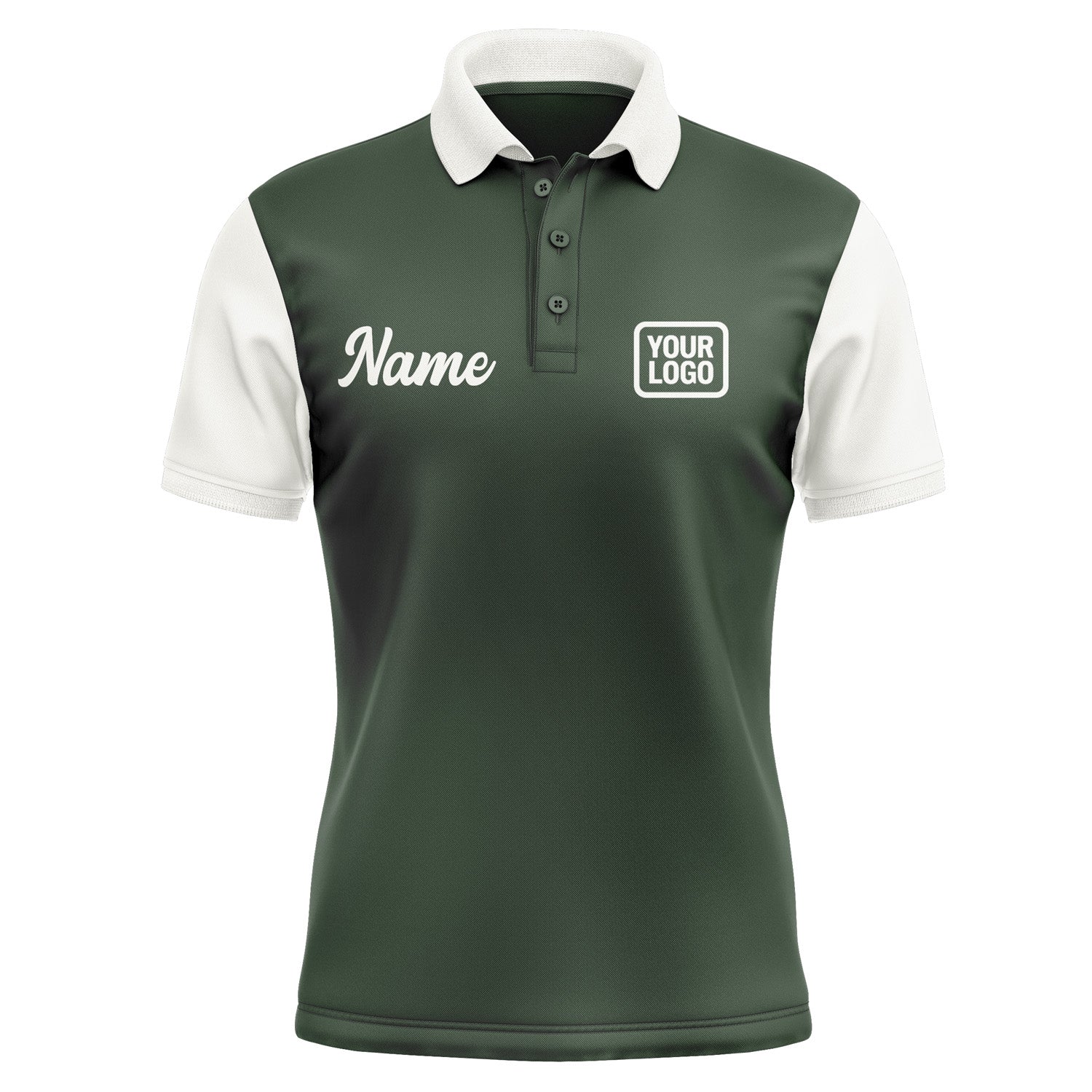 Custom Dark Green White Short-Sleeve Polo Shirt PO061818B118