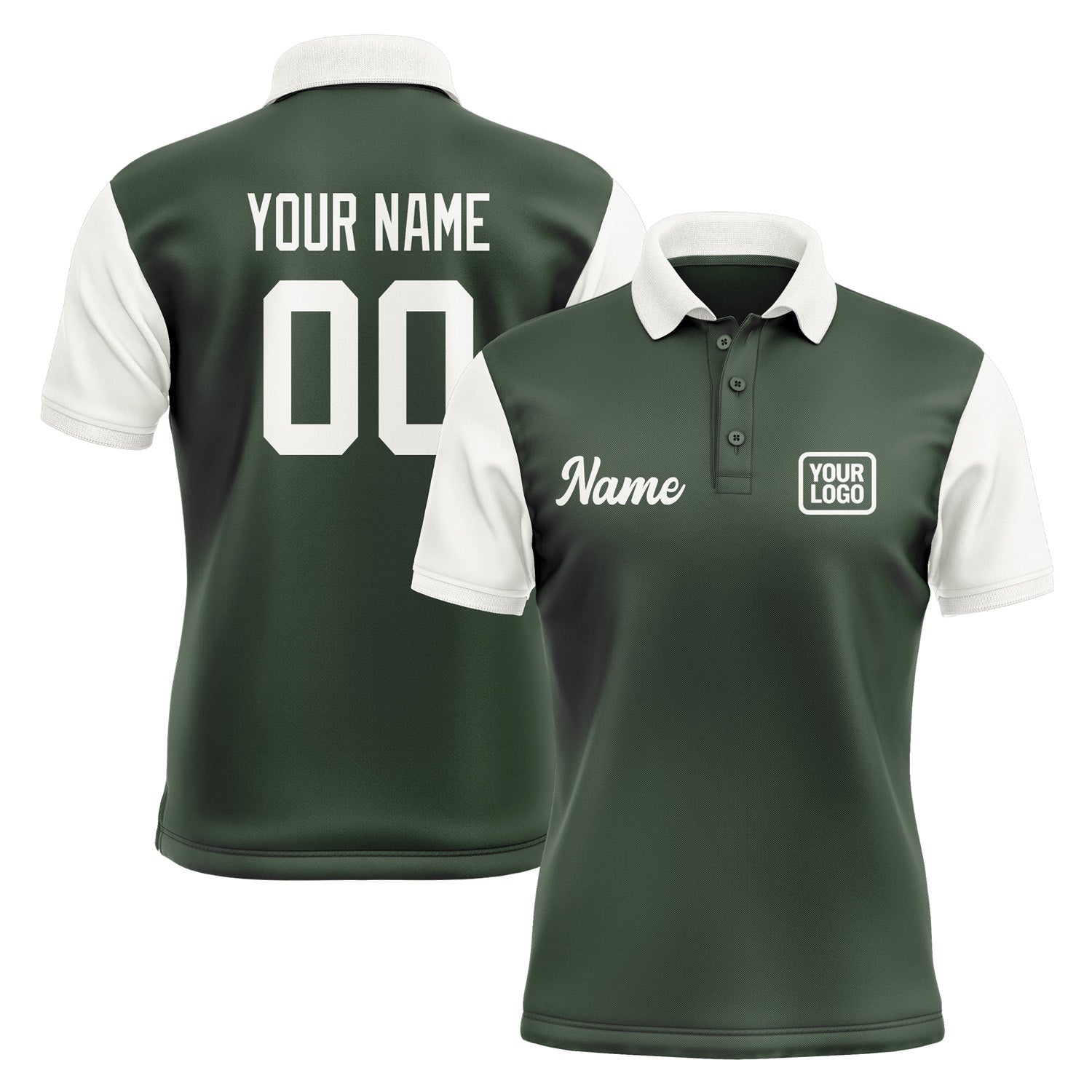 Custom Dark Green White Short-Sleeve Polo Shirt PO061818B118