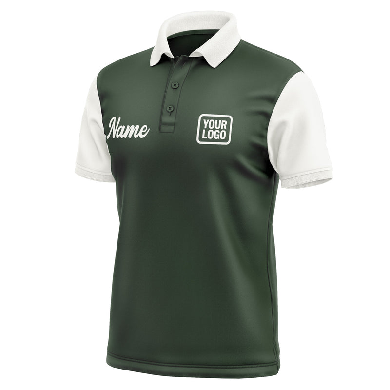 Custom Dark Green White Short-Sleeve Polo Shirt PO061818B118