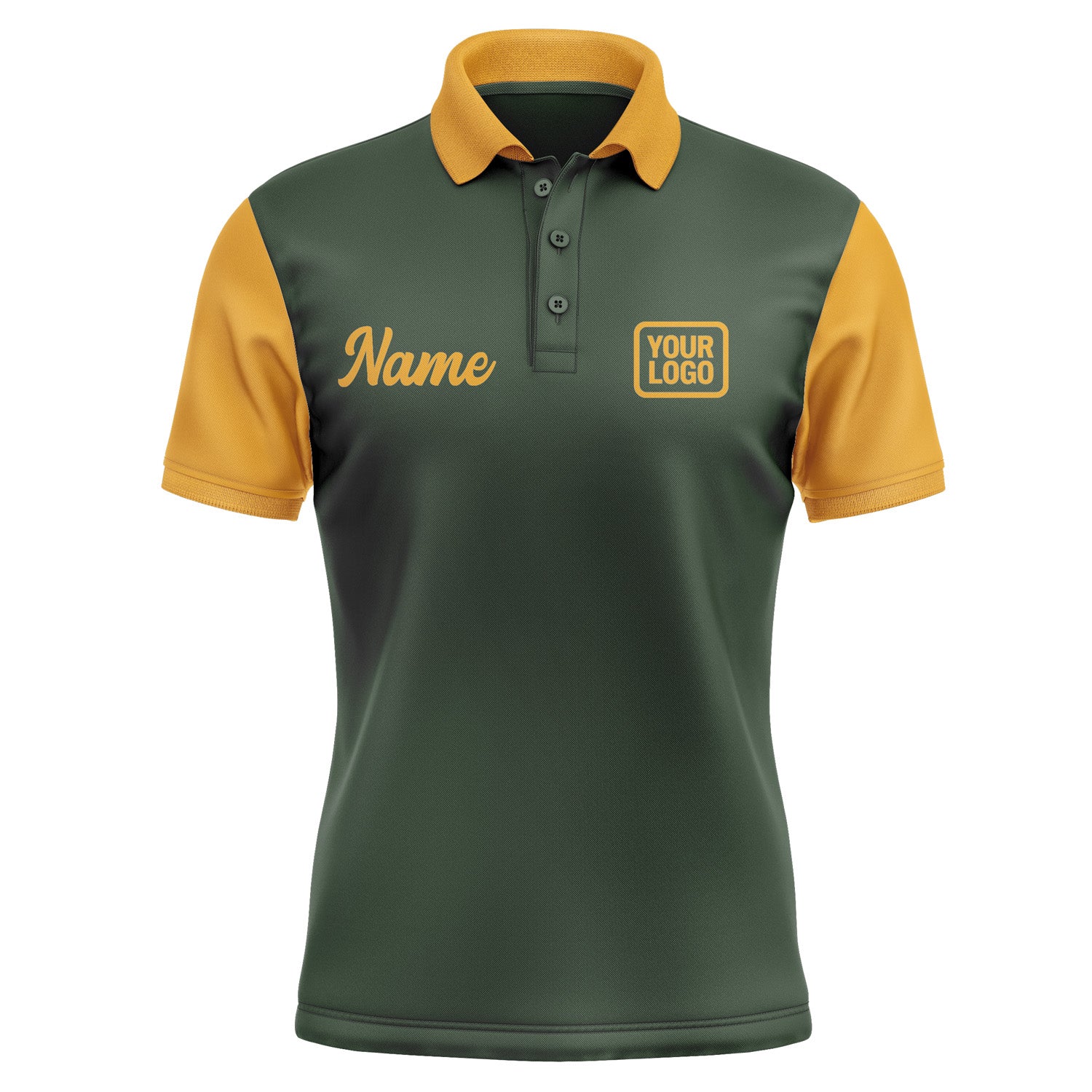 Custom Dark Green Yellow Short-Sleeve Polo Shirt PO061919B119