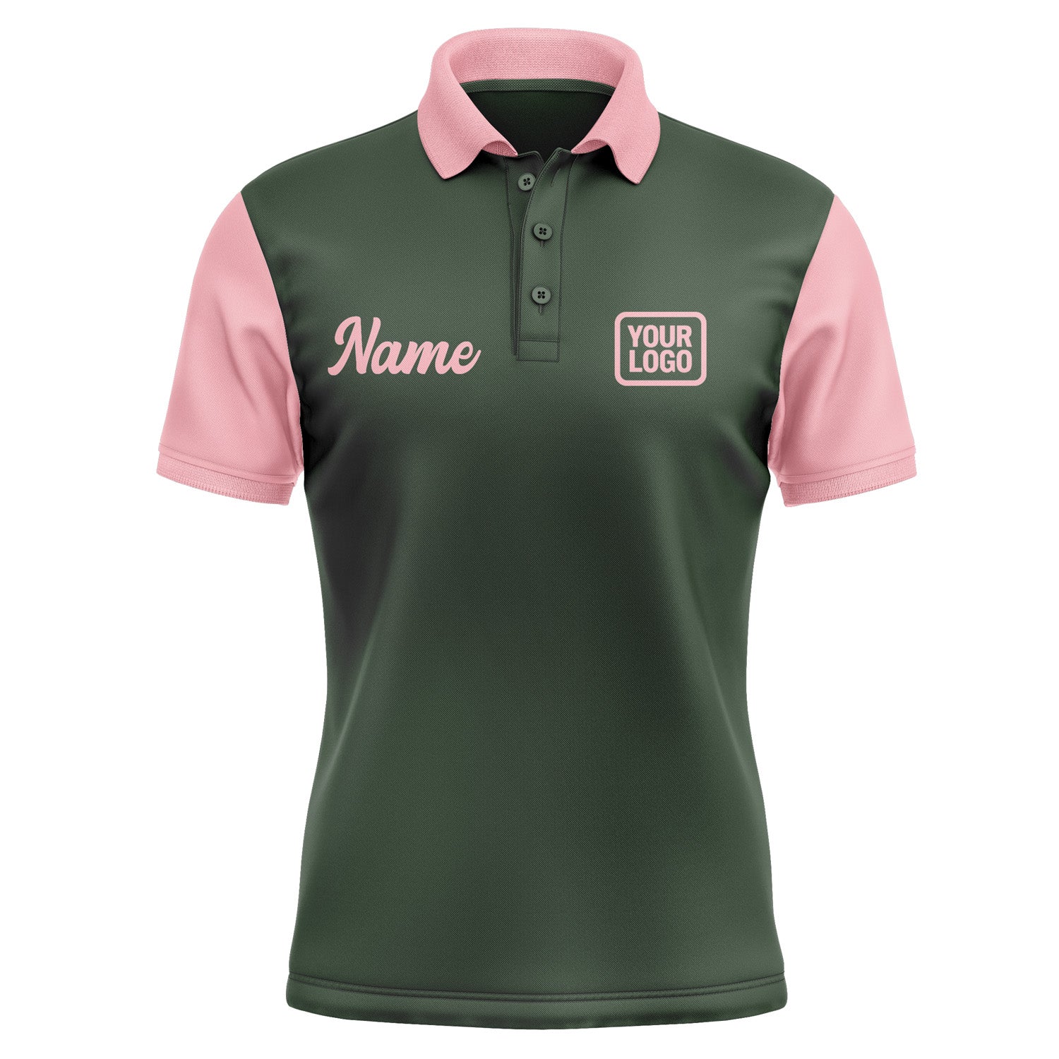 Custom Dark Green Light Pink Short-Sleeve Polo Shirt PO062121B121