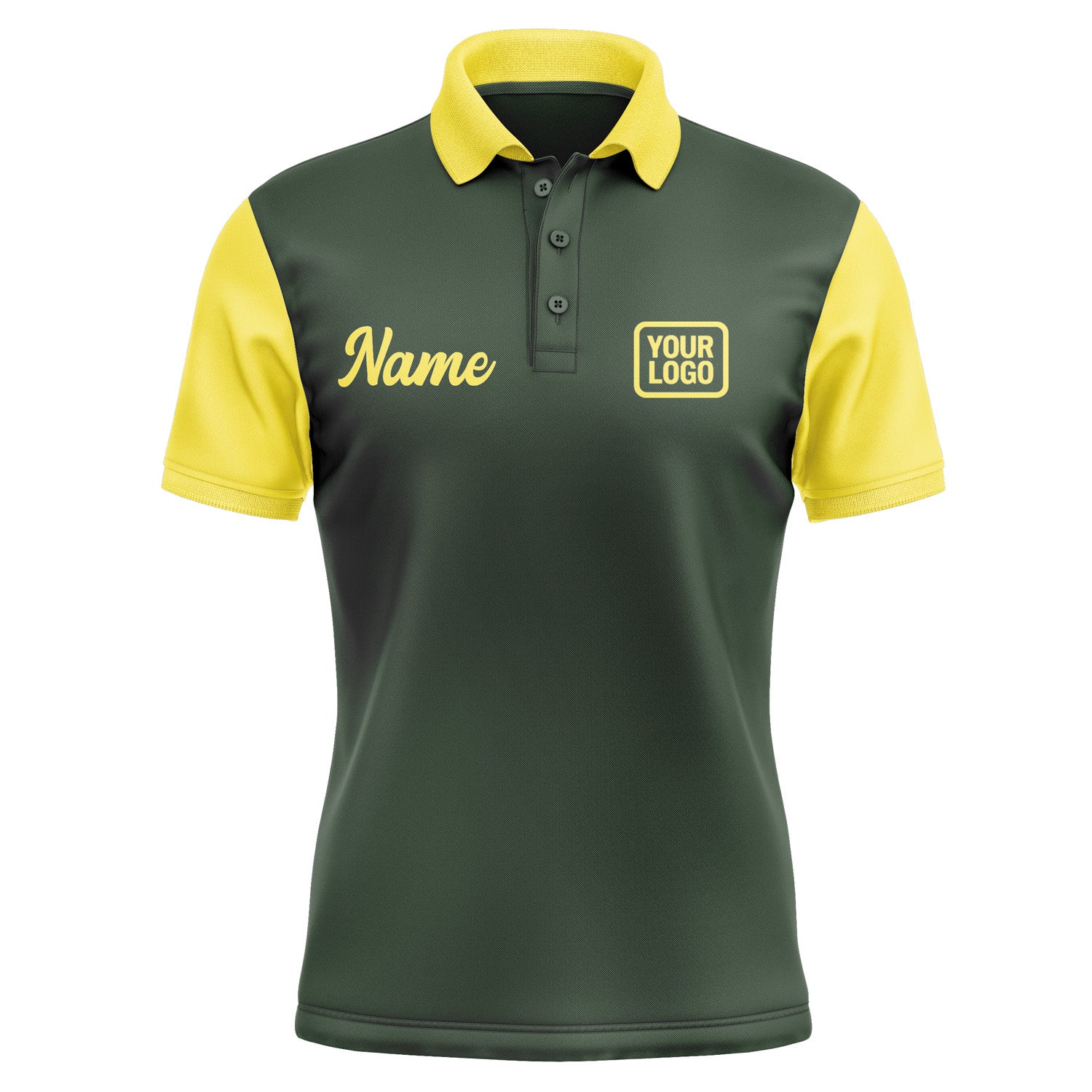 Custom Dark Green Light Yellow Short-Sleeve Polo Shirt PO062626B126