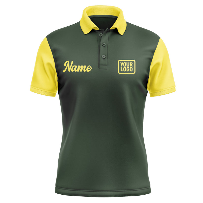 Custom Dark Green Light Yellow Short-Sleeve Polo Shirt PO062626B126