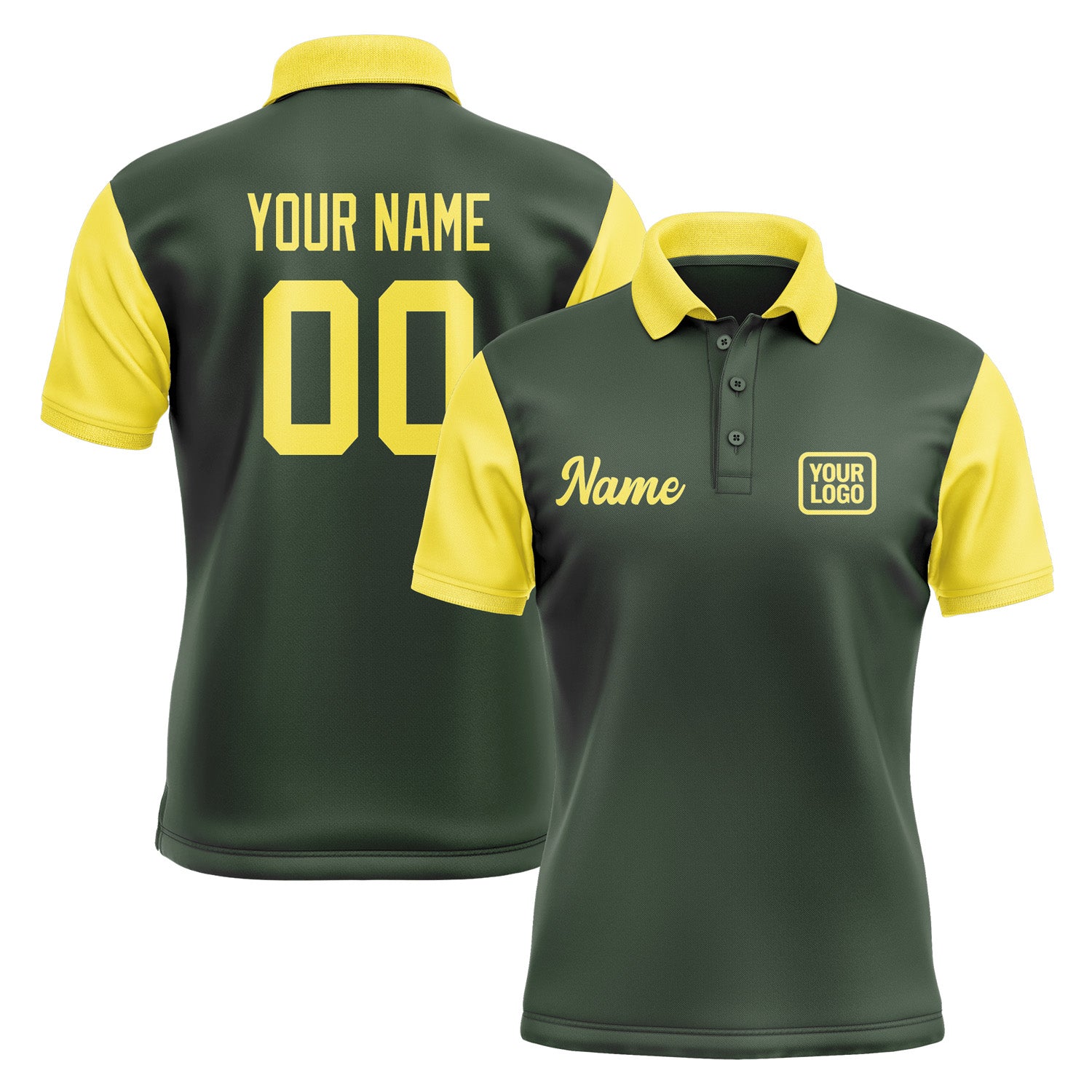 Custom Dark Green Light Yellow Short-Sleeve Polo Shirt PO062626B126
