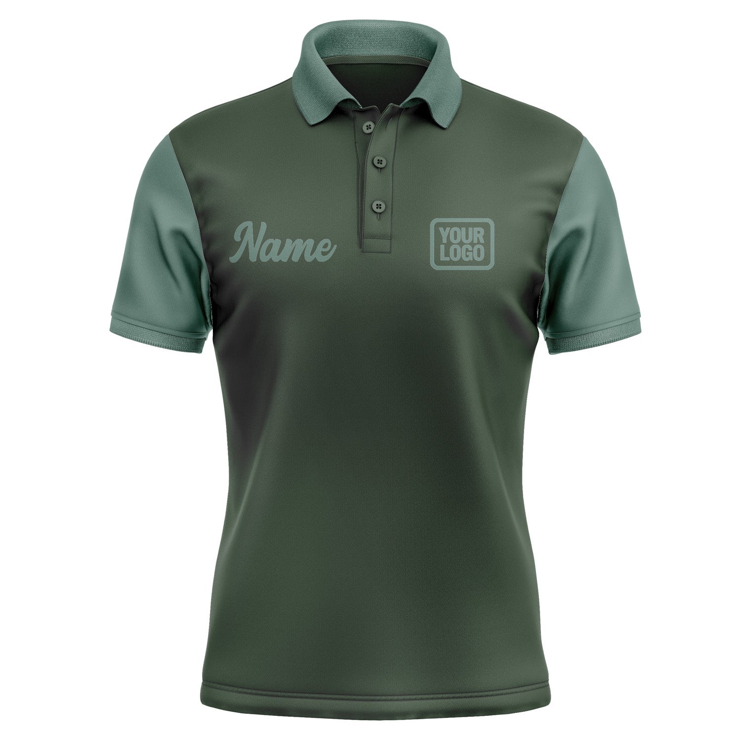 Custom Dark Green Blue Green Short-Sleeve Polo Shirt PO062727B127