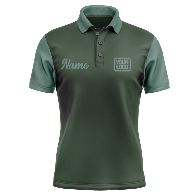 Custom Dark Green Blue Green Short-Sleeve Polo Shirt PO062727B127