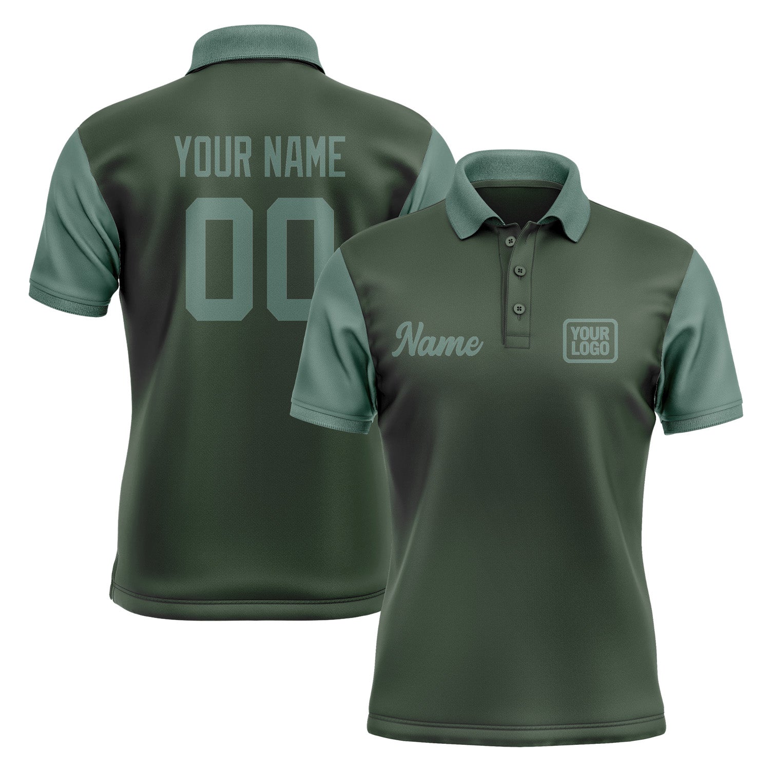Custom Dark Green Blue Green Short-Sleeve Polo Shirt PO062727B127