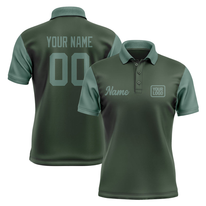 Custom Dark Green Blue Green Short-Sleeve Polo Shirt PO062727B127