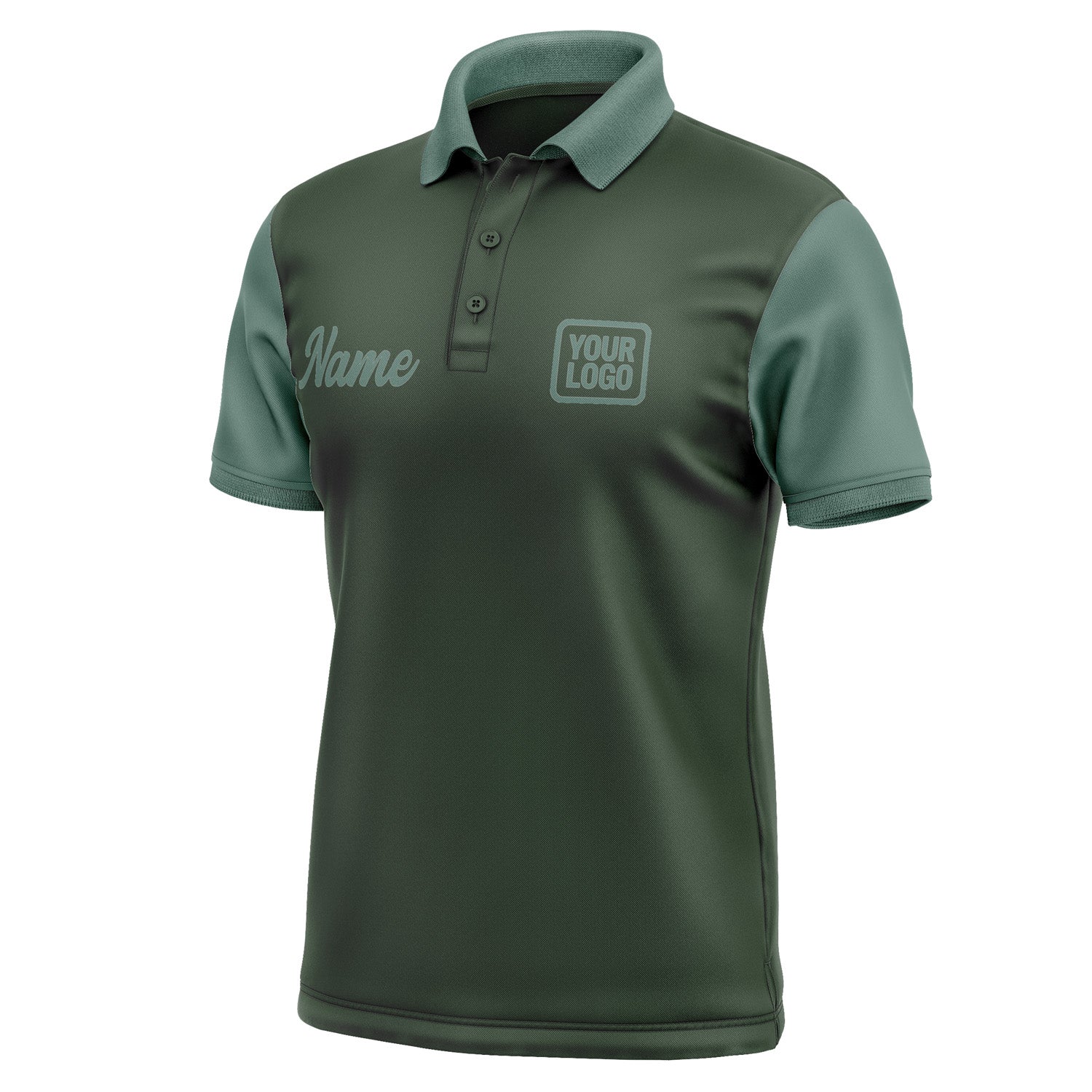 Custom Dark Green Blue Green Short-Sleeve Polo Shirt PO062727B127