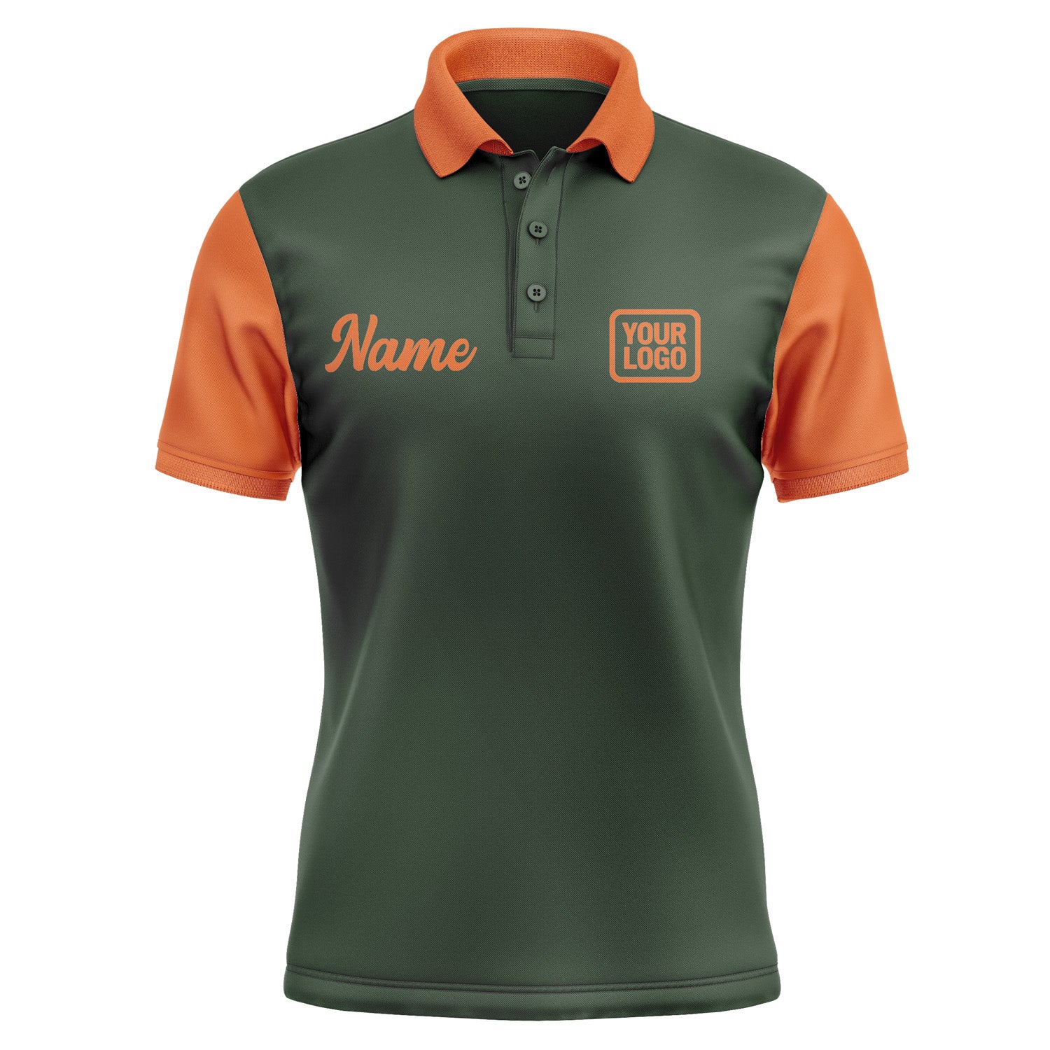Custom Dark Green Orange Short-Sleeve Polo Shirt PO062828B128