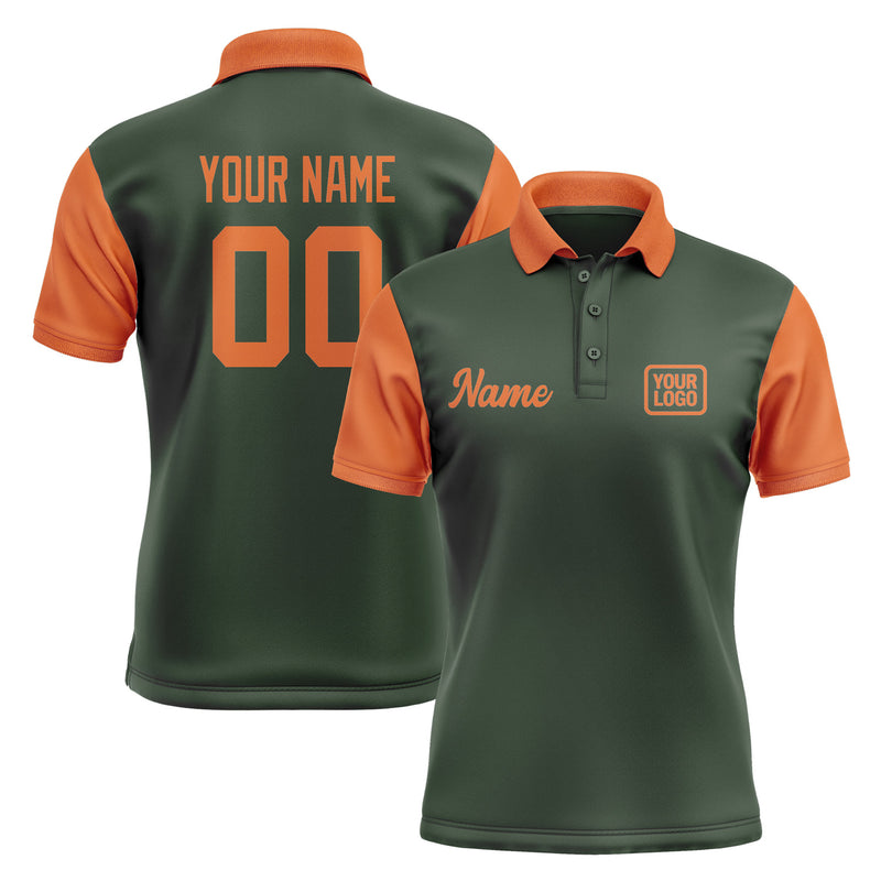Custom Dark Green Orange Short-Sleeve Polo Shirt PO062828B128