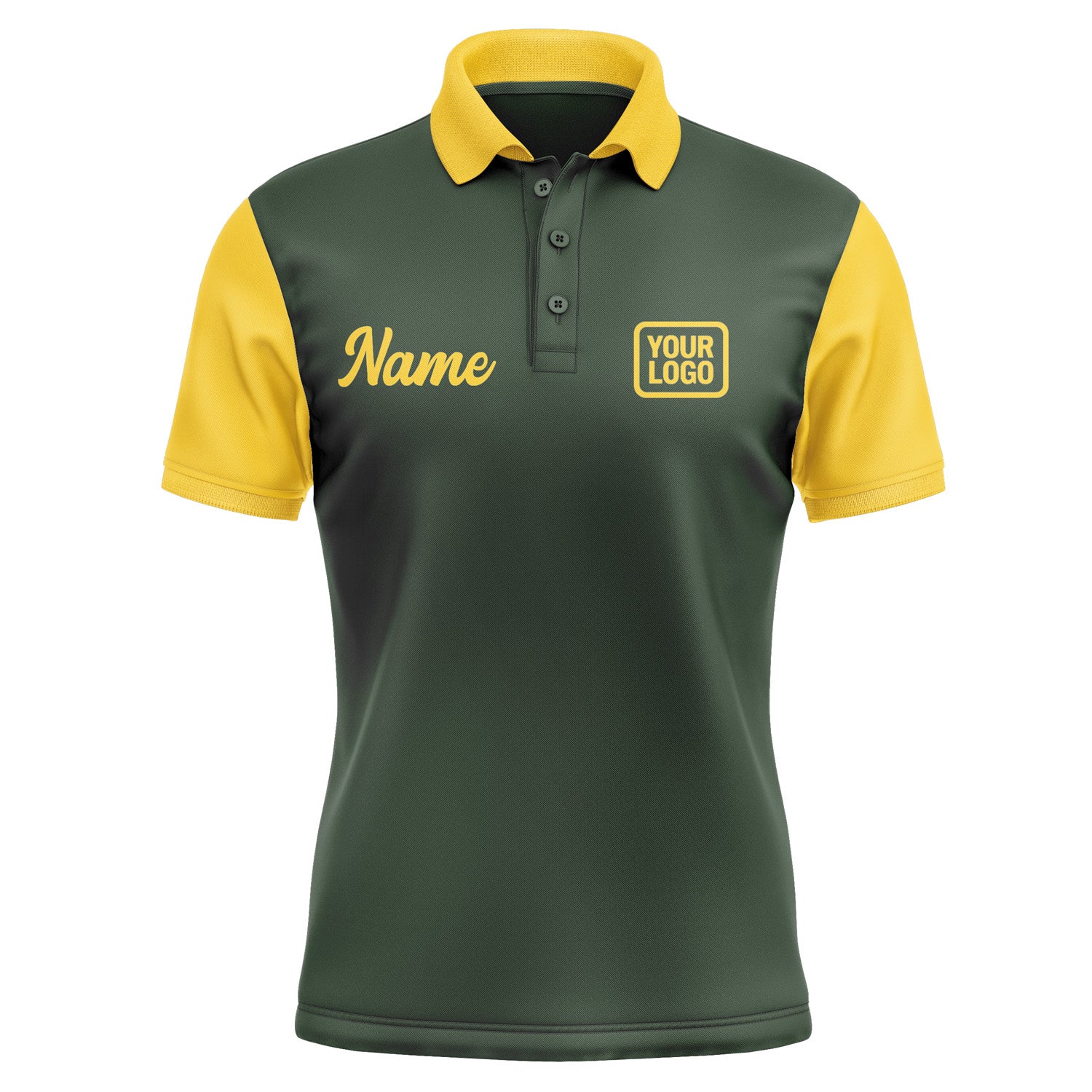Custom Dark Green Gold Short-Sleeve Polo Shirt PO063030B130