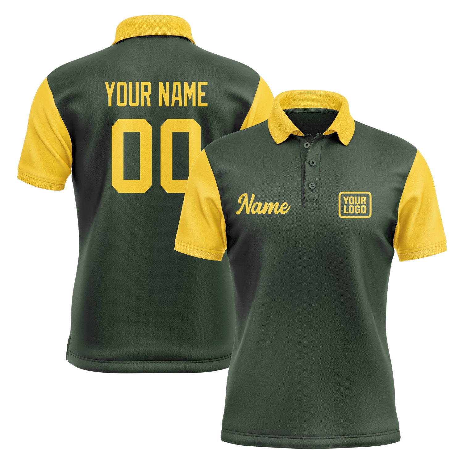 Custom Dark Green Gold Short-Sleeve Polo Shirt PO063030B130