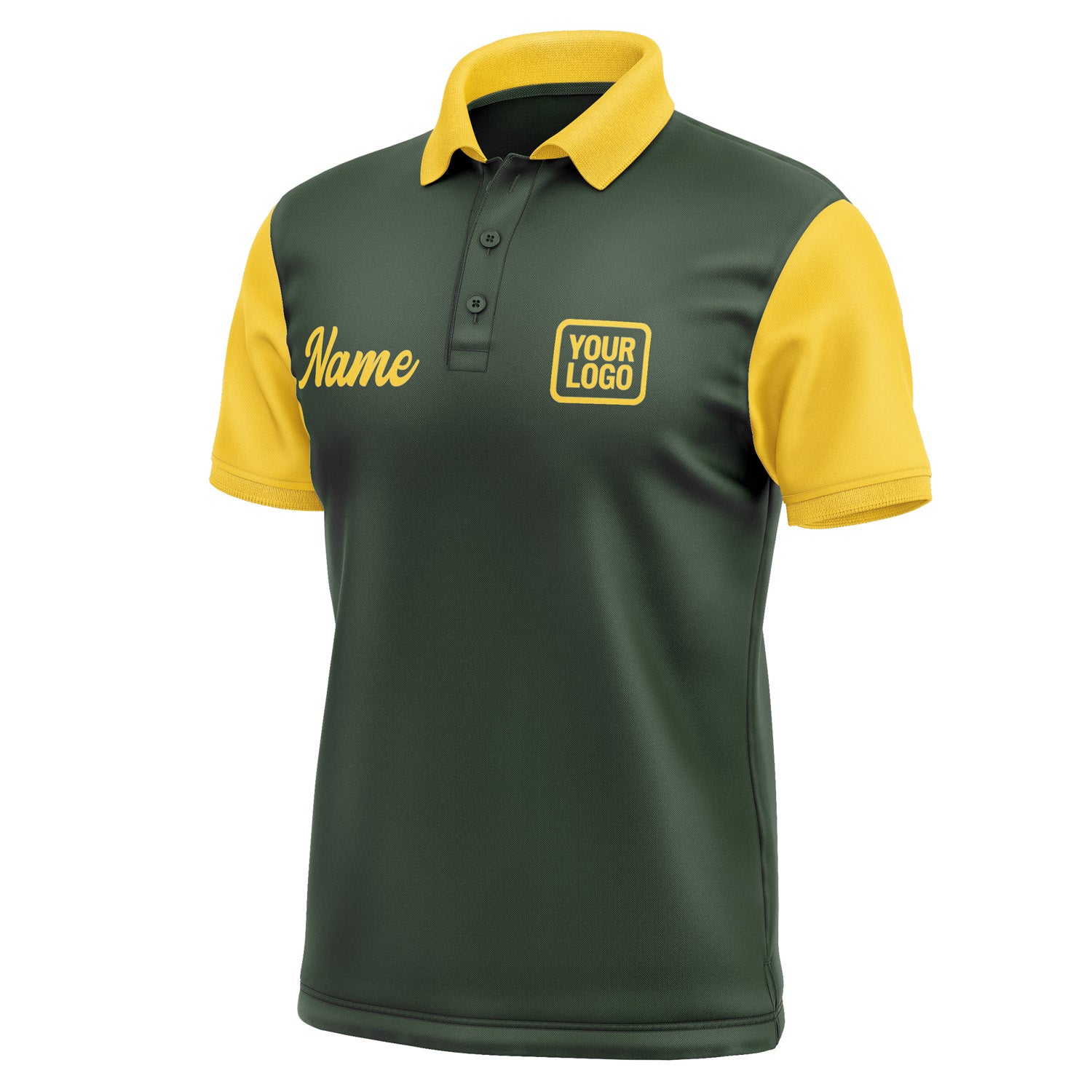 Custom Dark Green Gold Short-Sleeve Polo Shirt PO063030B130