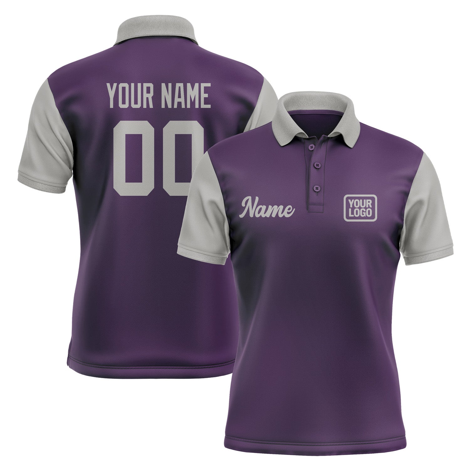 Custom Purple Gray Short-Sleeve Polo Shirt PO070404B104