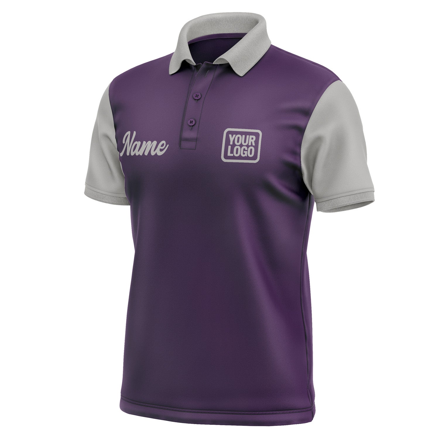 Custom Purple Gray Short-Sleeve Polo Shirt PO070404B104