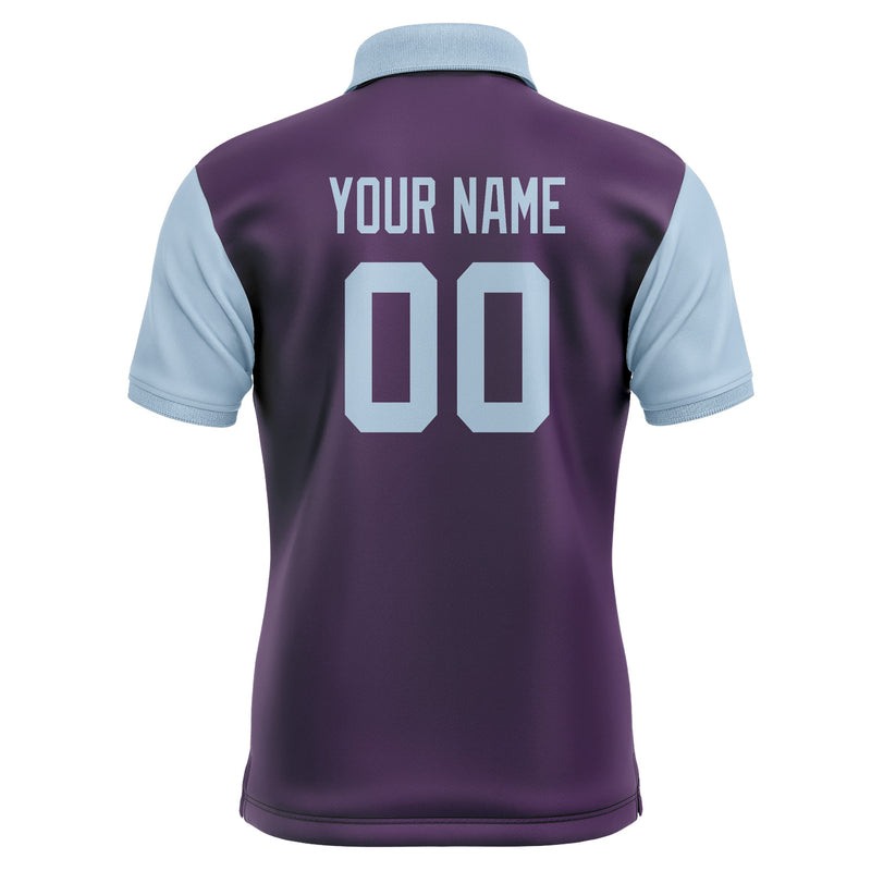 Custom Purple Light Blue Short-Sleeve Polo Shirt PO070808B108