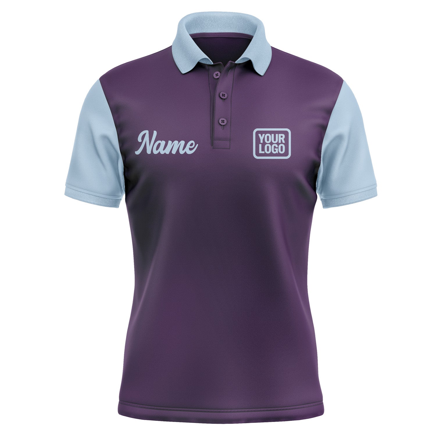 Custom Purple Light Blue Short-Sleeve Polo Shirt PO070808B108